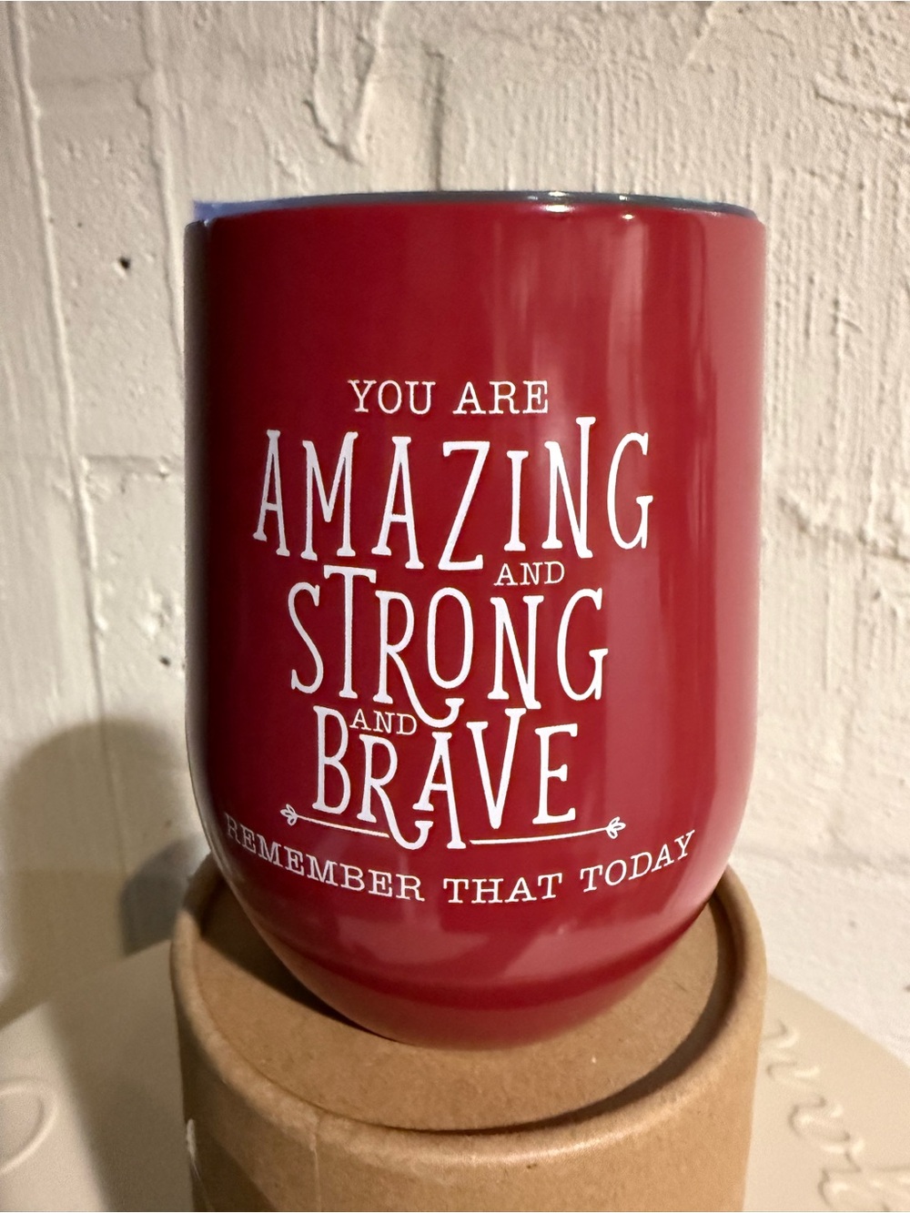 Red Inspirational Stainless Tumbler - You Are Amazing and Strong